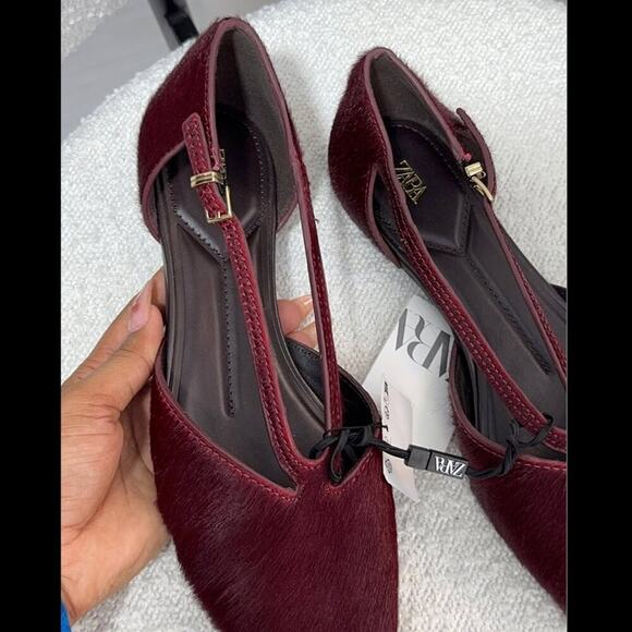ZARA Double Strap Leather Ballet Flats NWT - Picture 9 of 16